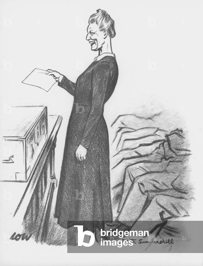 Bild von Druck "Edith Summerskill (Litho)" von David Low, b/w