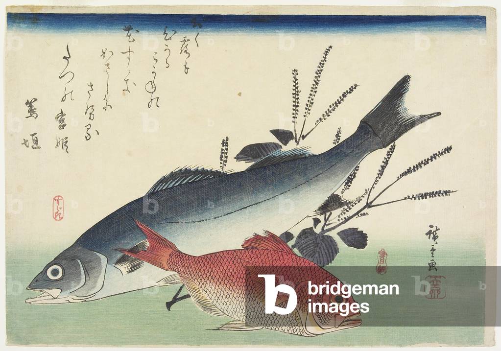 Red Snapper, Sea Bass and Perilla, c. 1840