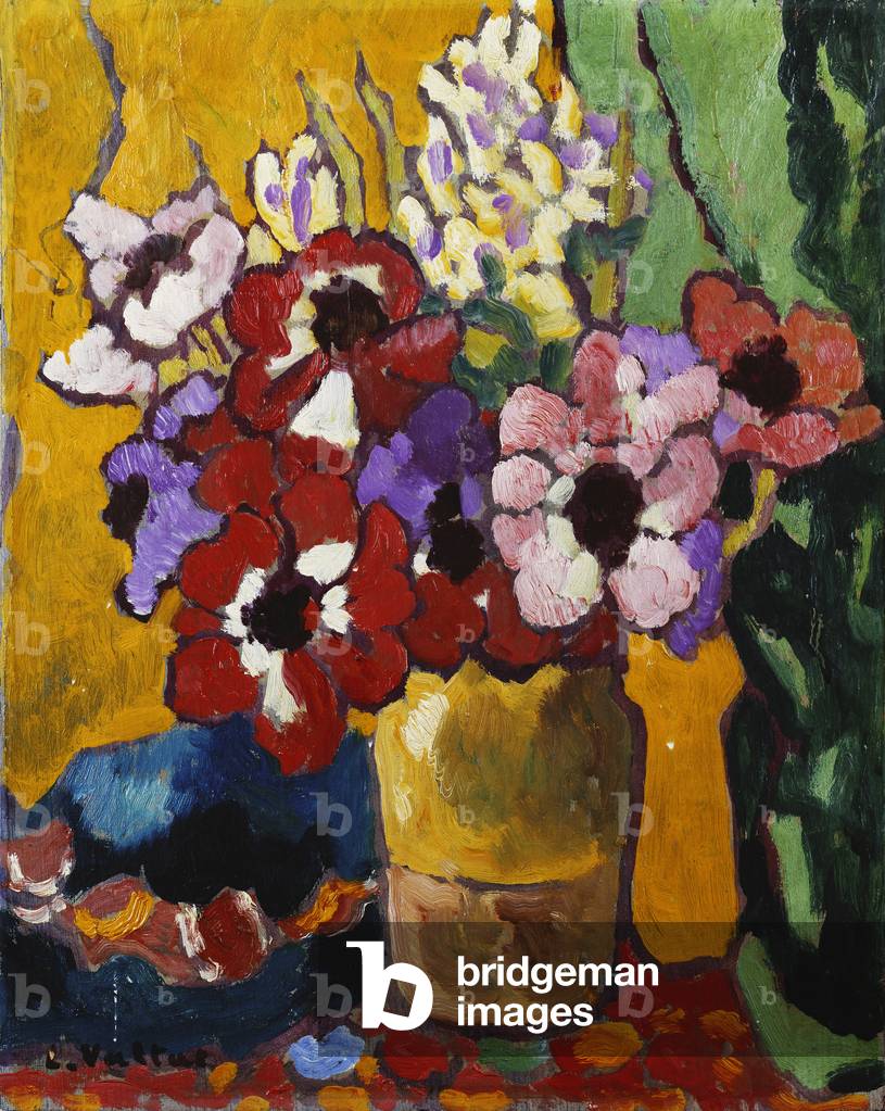 Blumenstrauß von Fleurs, (öl auf leinwand)