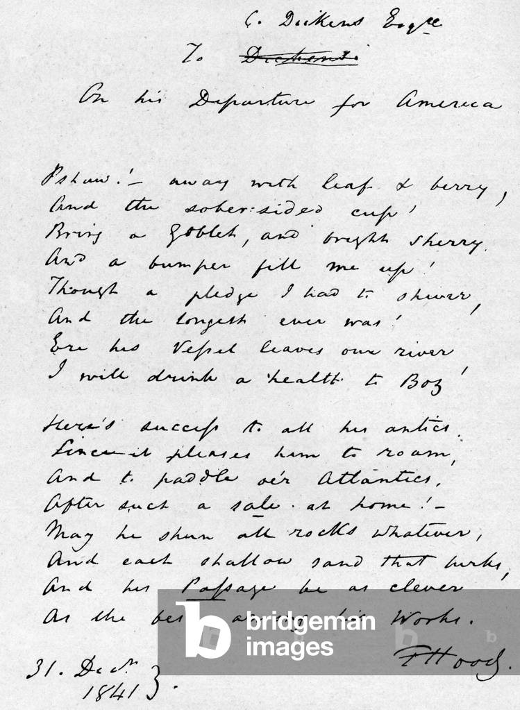 "Thomas Hood's Verse zu Charles Dickens", b/w