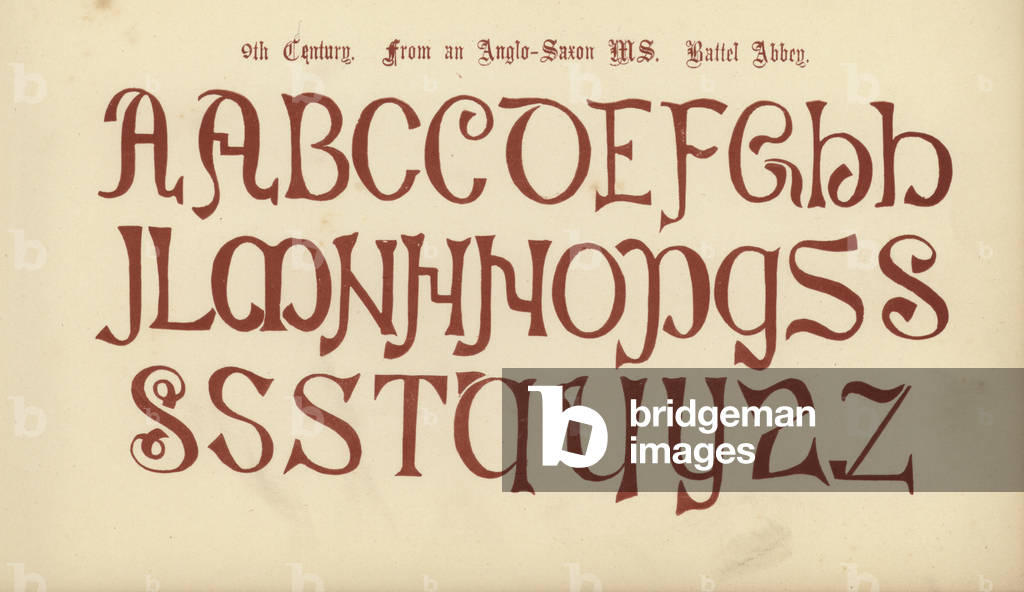 9. Jahrhundert, aus einer angelsächsischen MS, Battel Abbey (Stich)