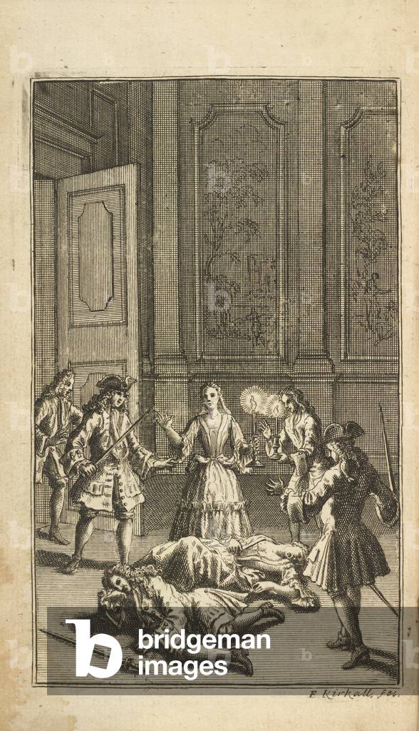"Zwei Leichen eines Mannes und einer Frau sind auf dem Boden", b/w
