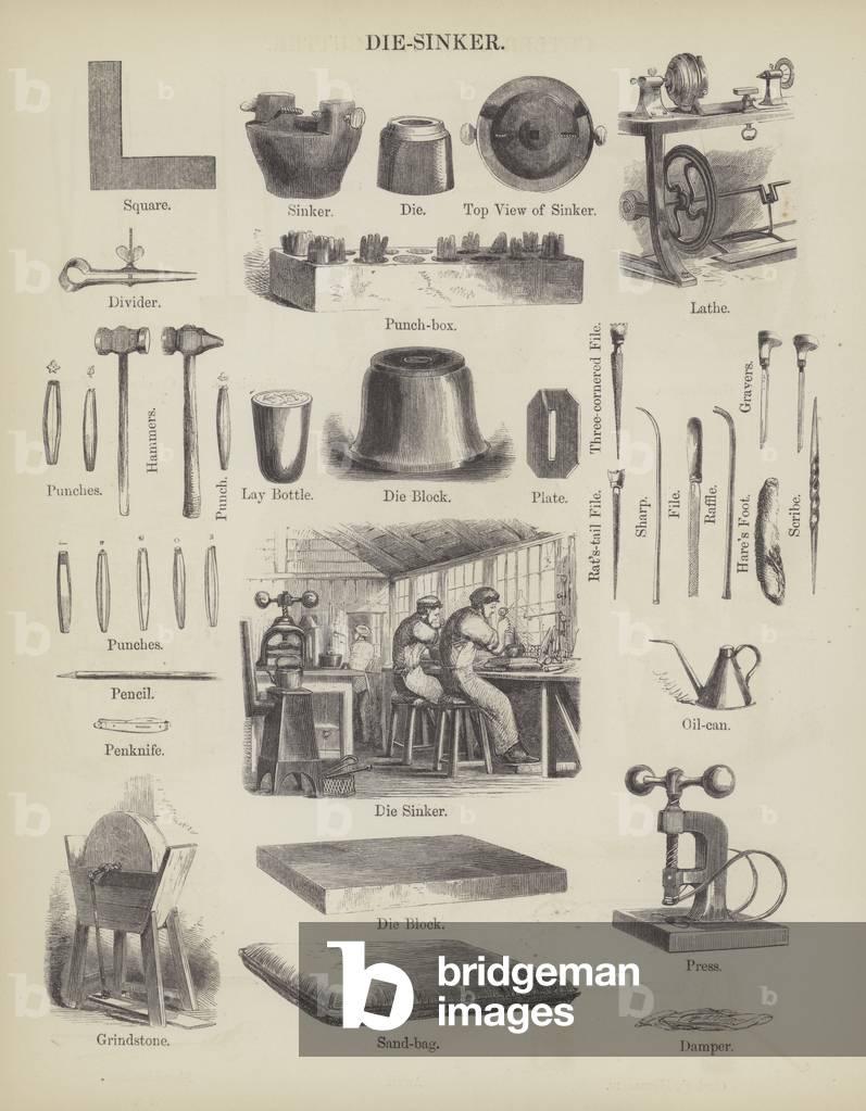 Die-Sinker (engraving) by English Artist, b/w