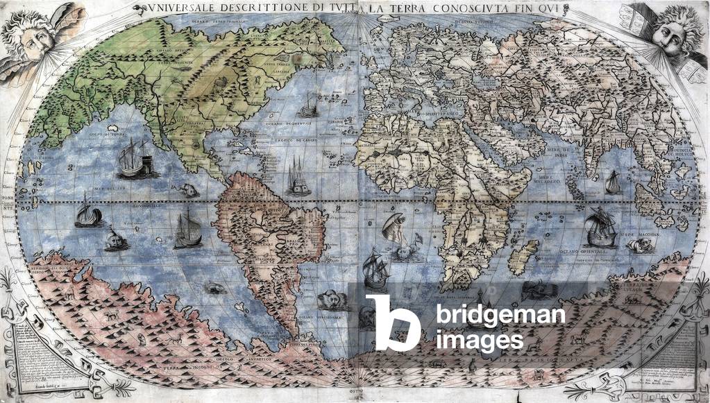 Image of 1565 World Map by Paulo Forlani, based on the work