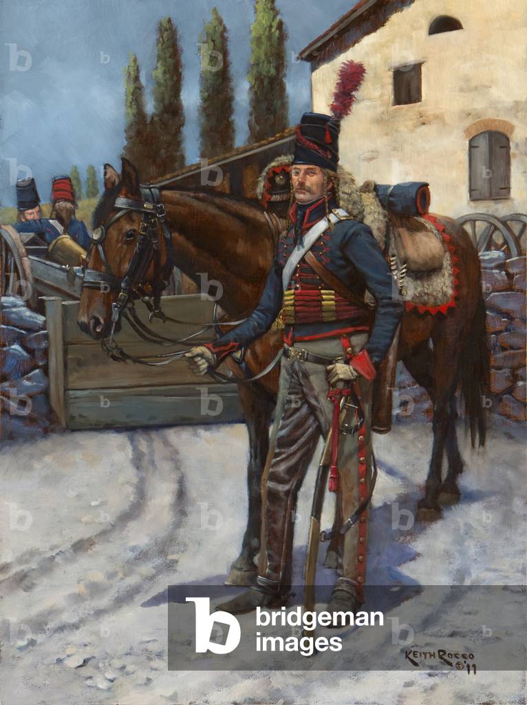 Französische Pferdeartillerie, 1796, 2011 (Öl auf Karton)