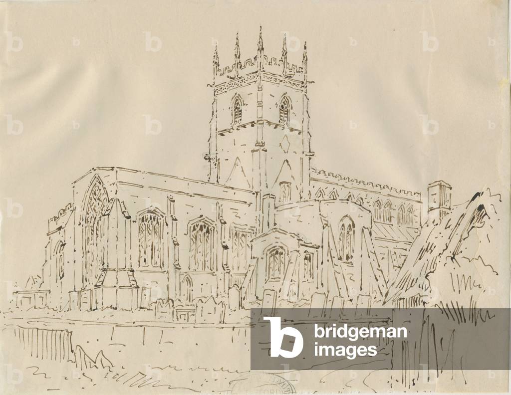 Bild von Zeichnung "Kirche Gnosall: Feder- und Tuschenzeichnung" von English School