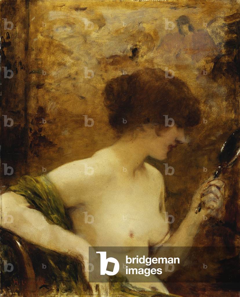 Nudo con specchio (olio su pannello)