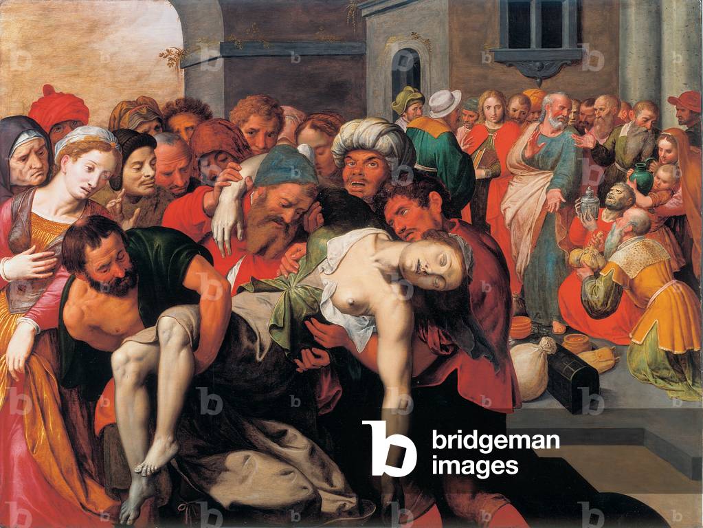 Image of Painting depicting The death of Sapphira 1590 by Ambrosius the Elder Francken