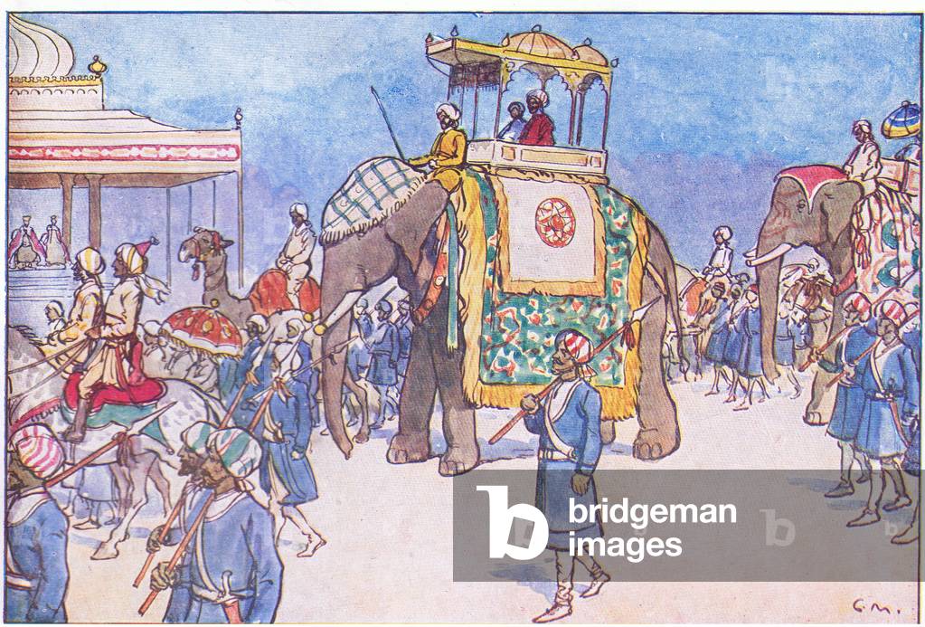 Re Giorgio V e i principi indiani, da A Nursery History of England pubblicato da Nelson and Sons, c. 1940 (col