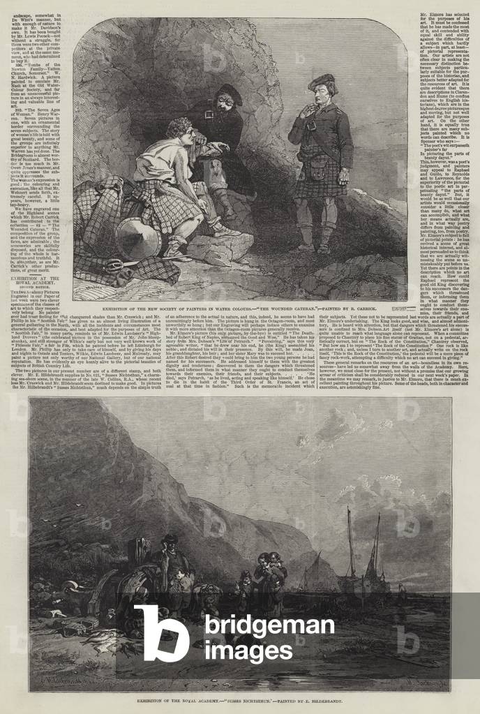 Exhibition at the New Water Colour Society (engraving) by English Artist