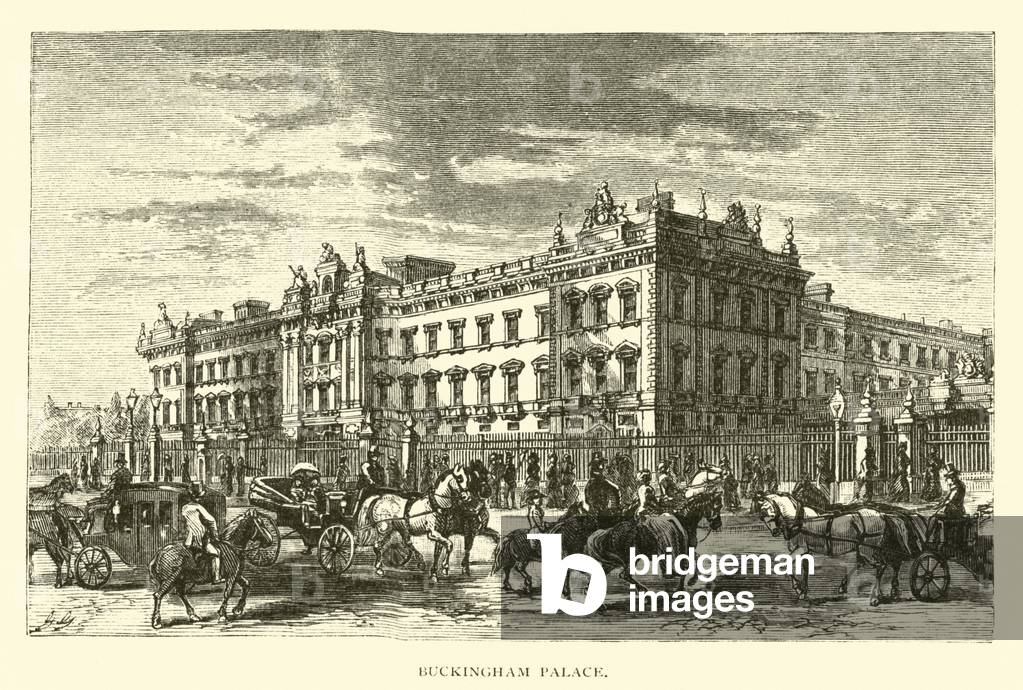 Buckingham Palace (engraving) by American Artist, b/w