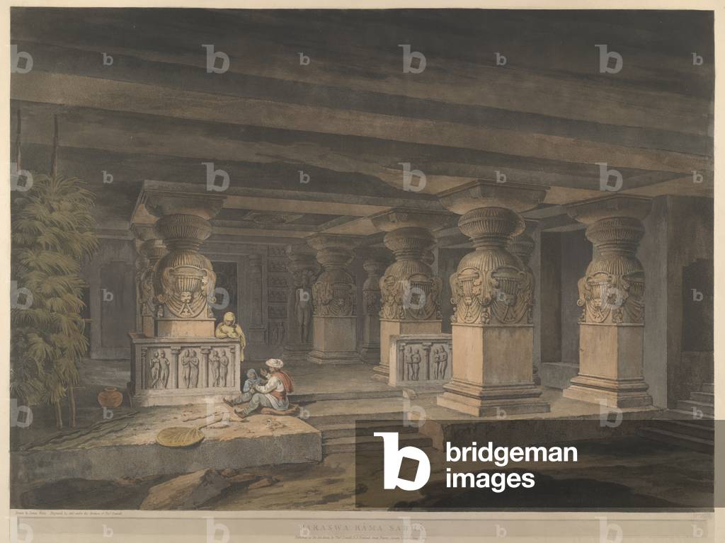 Paraswa Rama Sabha. L'interno di questa grotta, dedicata al santo Jain Parsvanath, ha colonne con alberi quadr