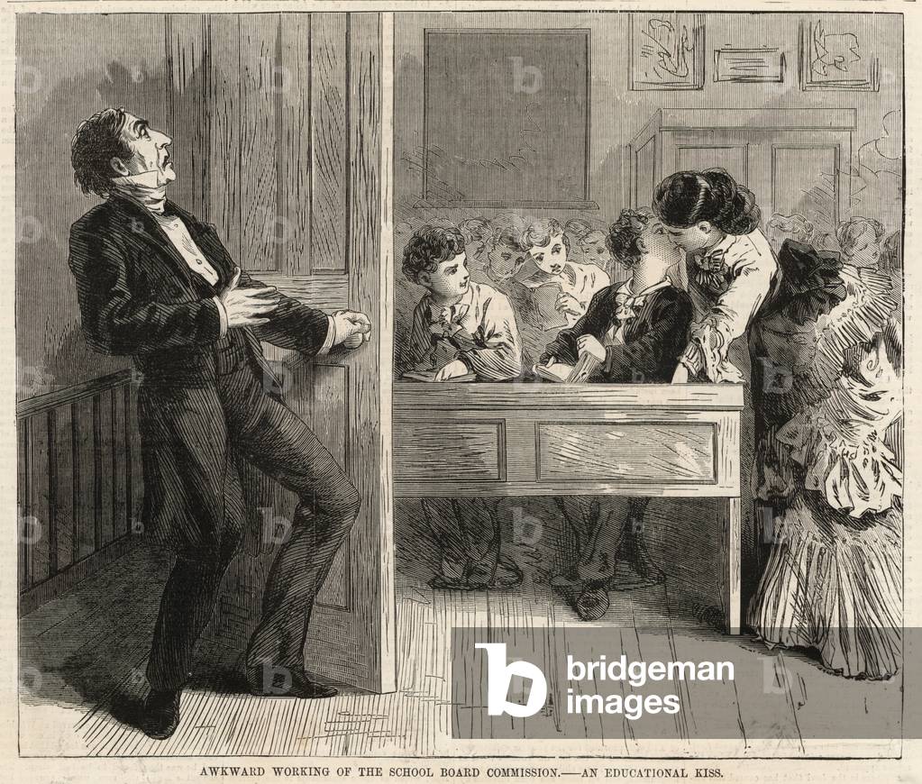 "Un bacio educativo (incisione)" di English School, b/w