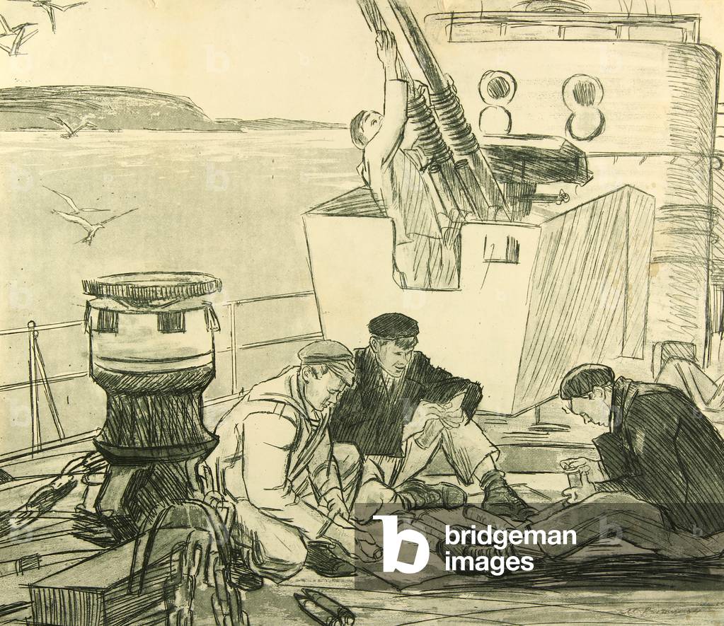 Maintenance on the Coast Patrol, 1964 (etching)