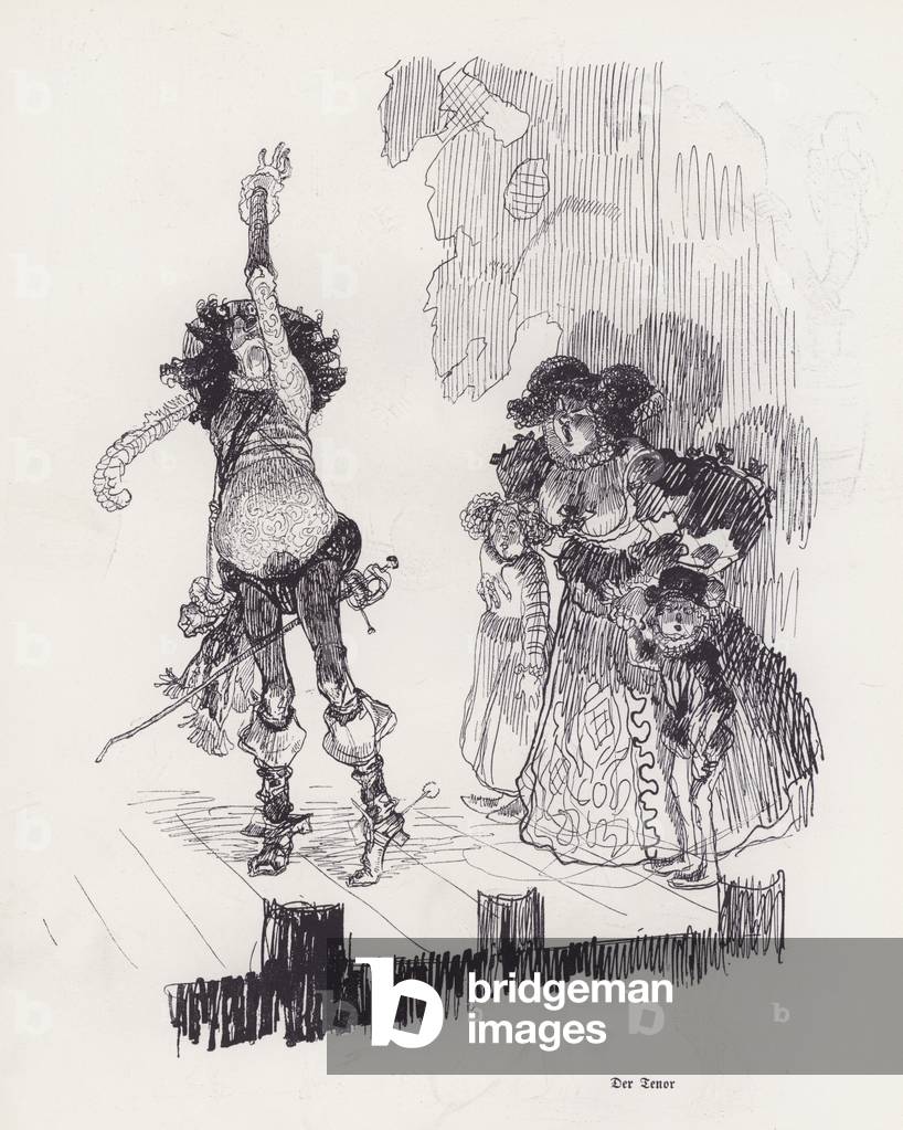 Image of Print depicting The Tenor (litho) 1901 by Heinrich Kley