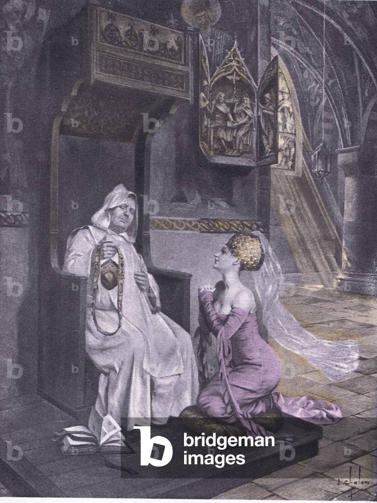 Image of The lady and the friar, illustration from Decameron of ...