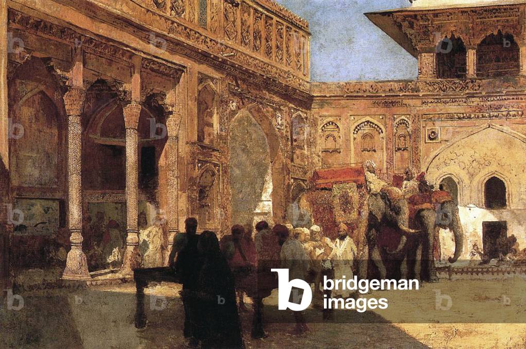 India: Elephants and Figures in a Courtyard, by Edwin Lord Weeks.