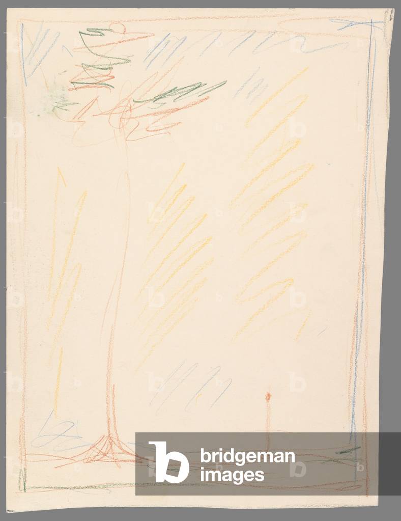 Man and Tree, um 1952 (Buntstift & Bleistift auf Papier)