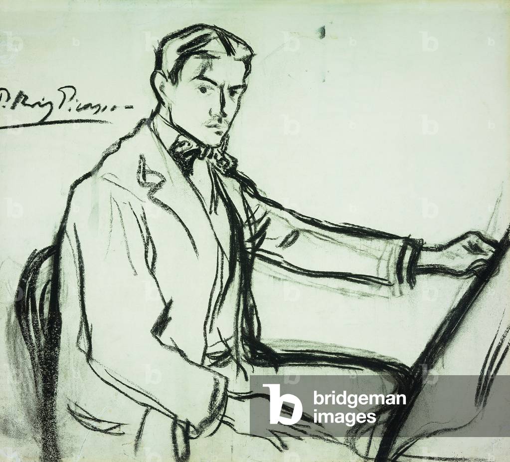 Ritratto dell artista; Ritratto de l Artiste, 1899 (carbone su carta su tavola)