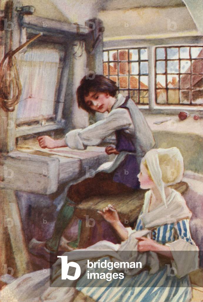 Die Weber von Lyon, Frankreich (Farblitho)