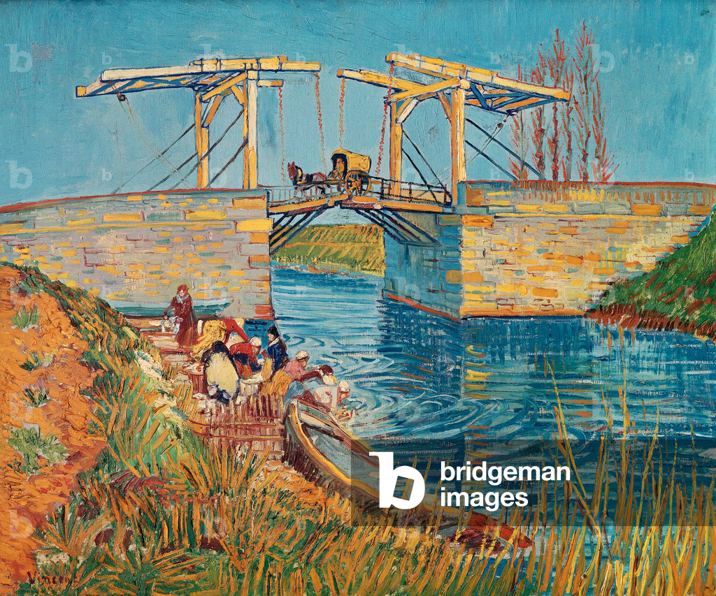 Image of Drawbridge at Arles with a group of washerwomen … by Gogh ...