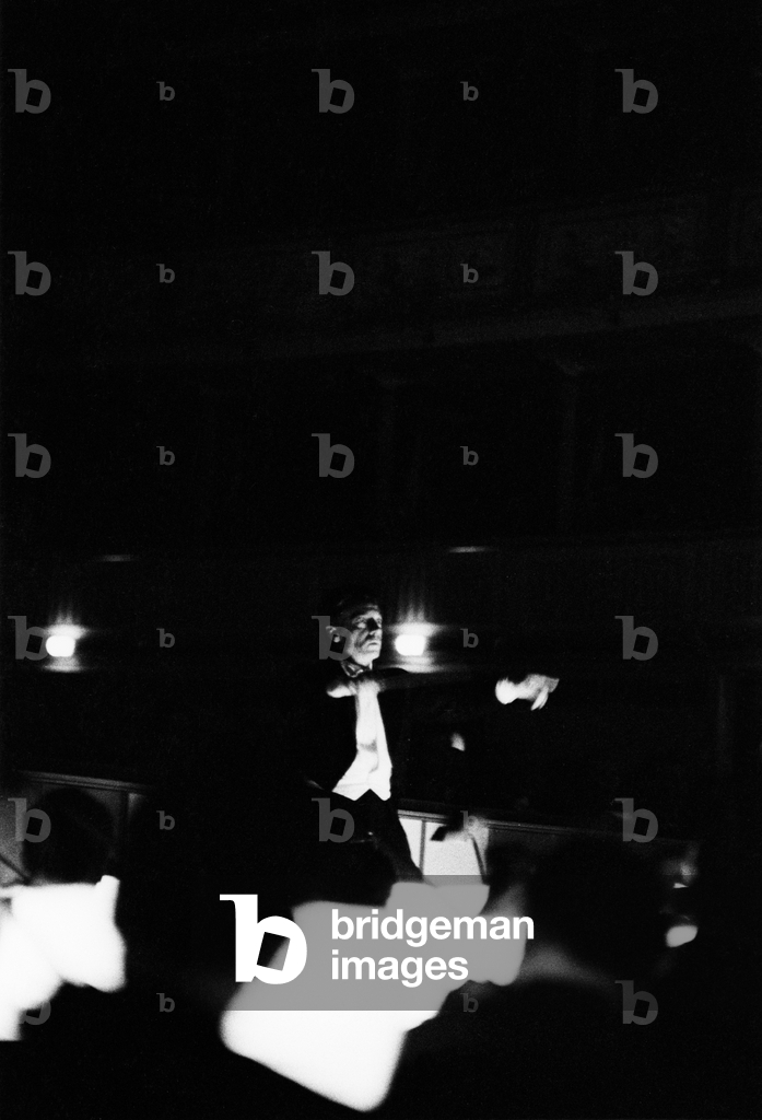 Image of Photography depicting Herbert von Karajan conducting a performance at the Vienna ... 1957 by Erich Le