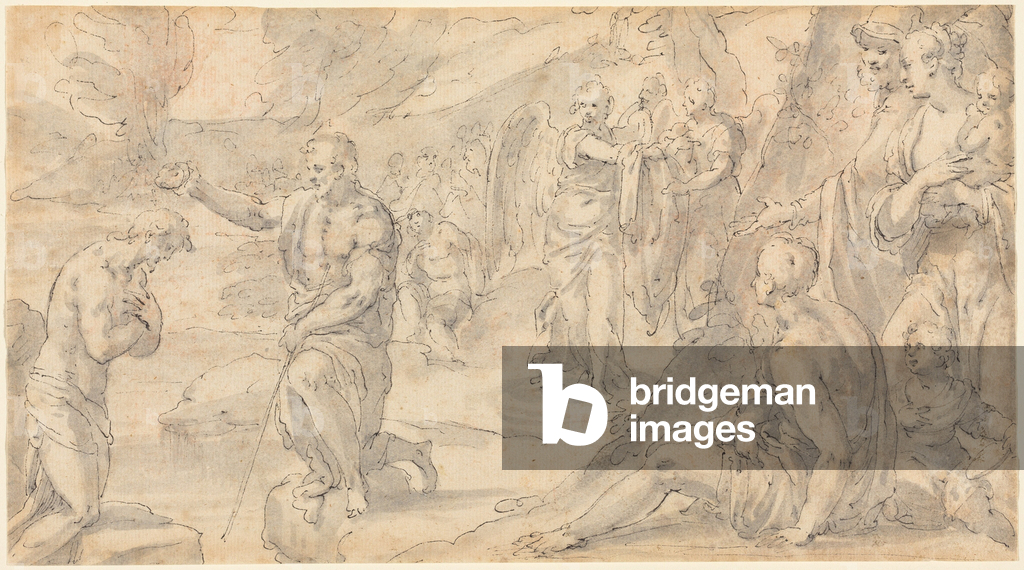 Die Taufe Christi, wahrscheinlich 1580er Jahre (Feder und Tinte)