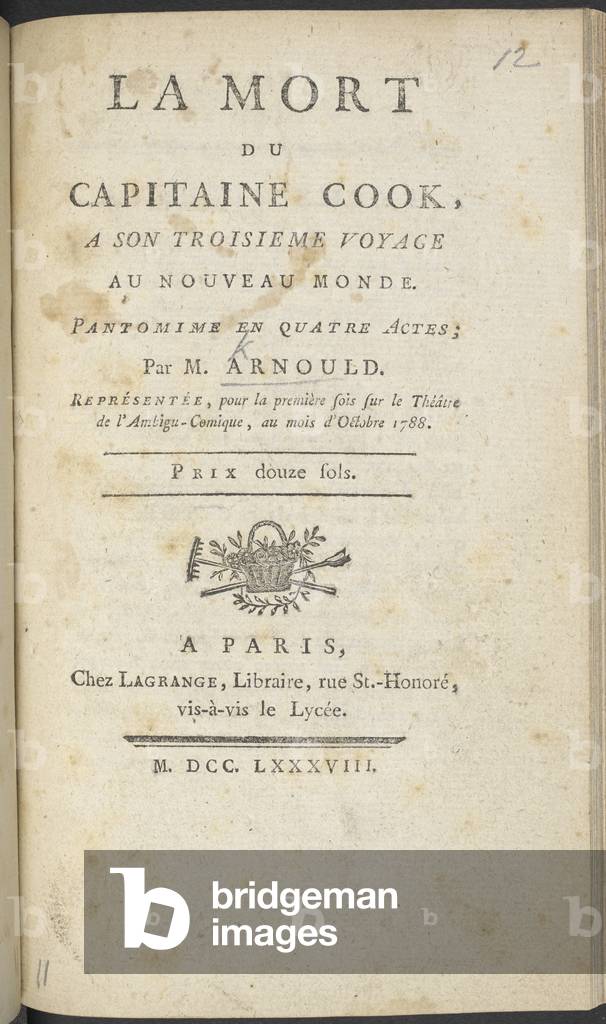 Title page of a book on the subject of the death of Captain James Cook.