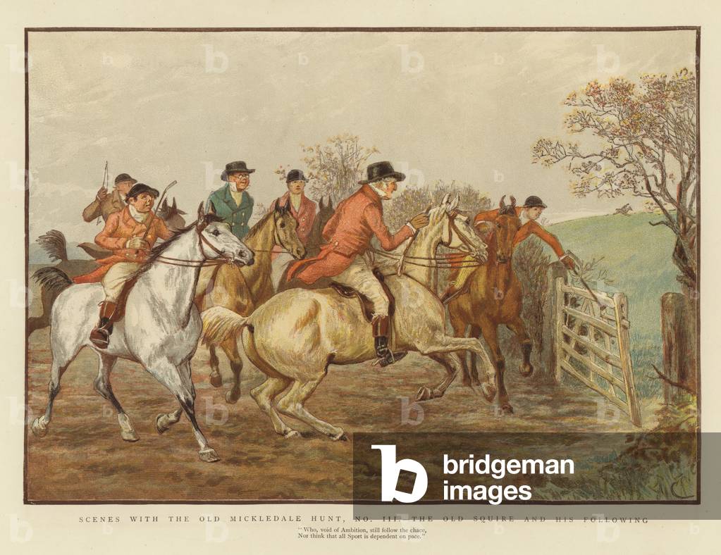 Szenen mit der alten Mickledale Jagd (Farbe litho)