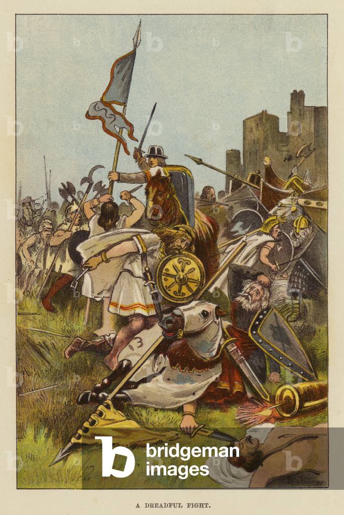 A Dreadful Fight, illustration for 'Bubbles' 1903 (colour litho)