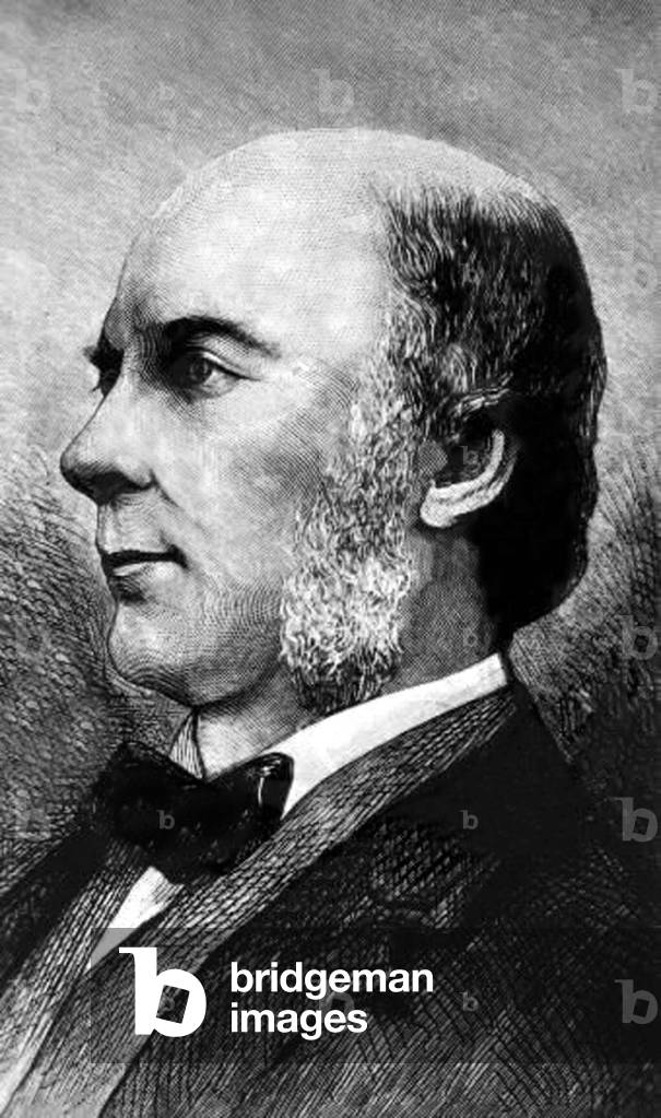Image of Engraving depicting Francis Galton (1822-1911) English psychologist and cousin of CharlesDarwin, b/w