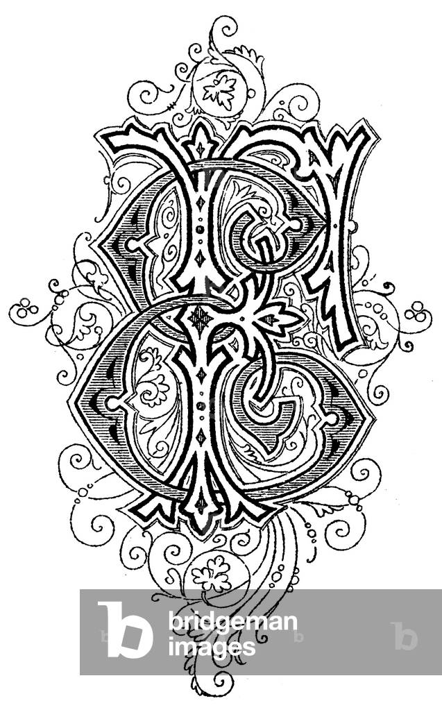 Immagine di Incisione "monogramma EF", b/w