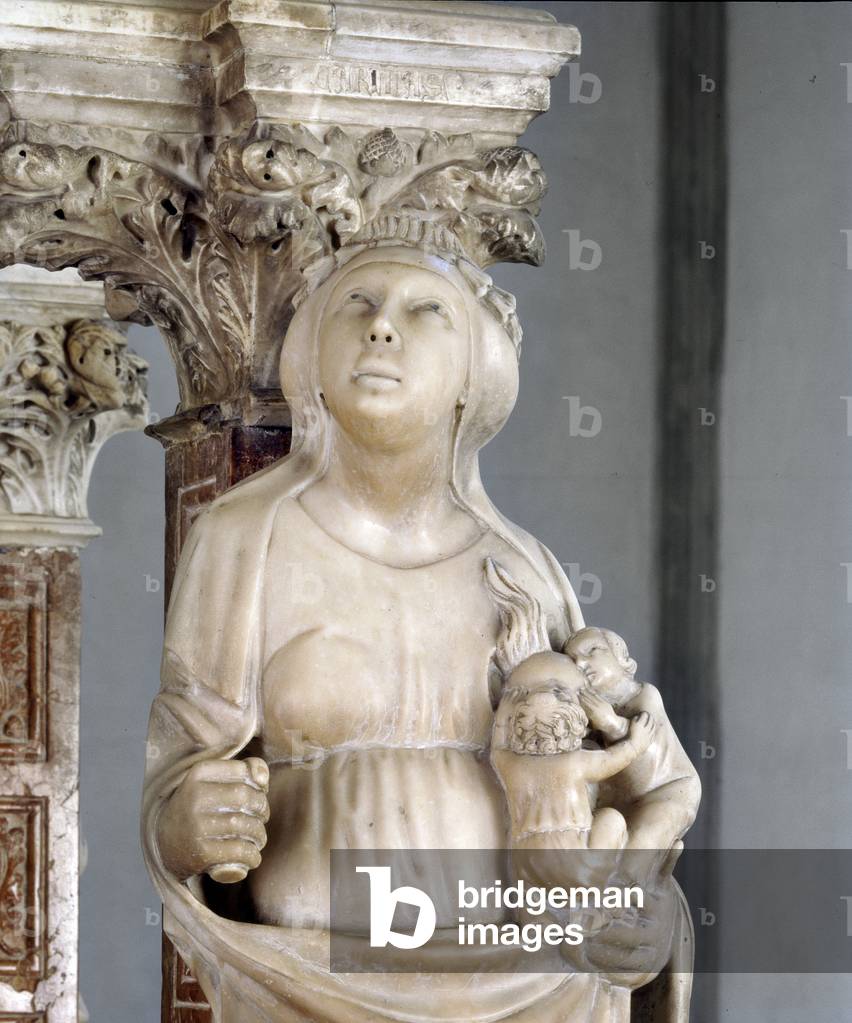 La virtù della carità, Tomba di San Pietro, c.1336 (marmo) (particolare di 3496966)