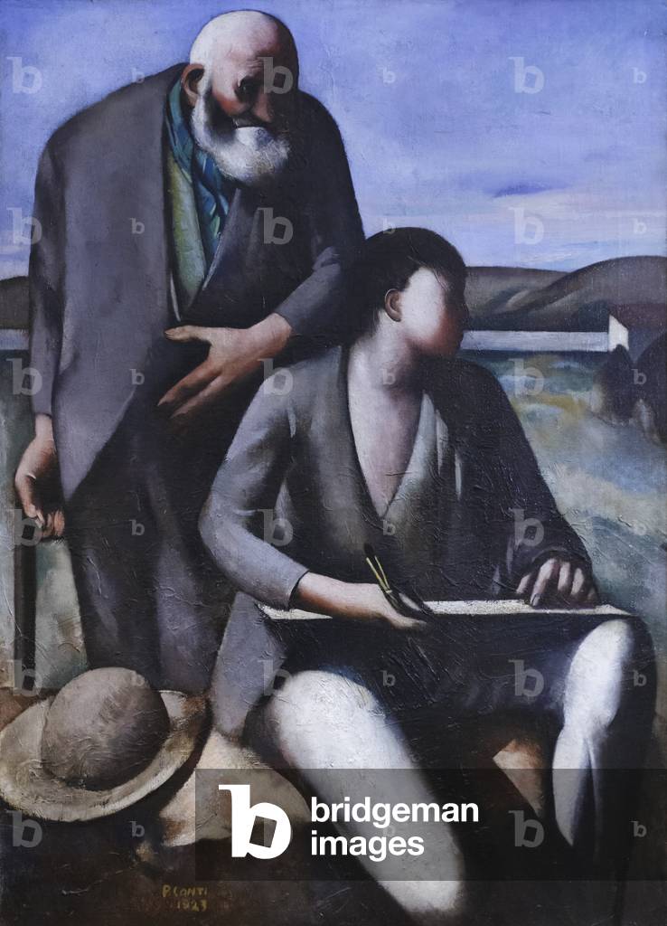 Image de Peinture représentant Giotto et Cimabue 1923 par Primo Conti
