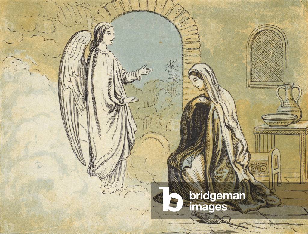 Die Verkündigung (farbige Gravur)