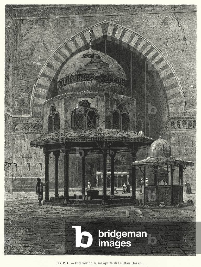 Bild von Druck "Innere der Moschee von Sultan Hassan" 1880 von European School