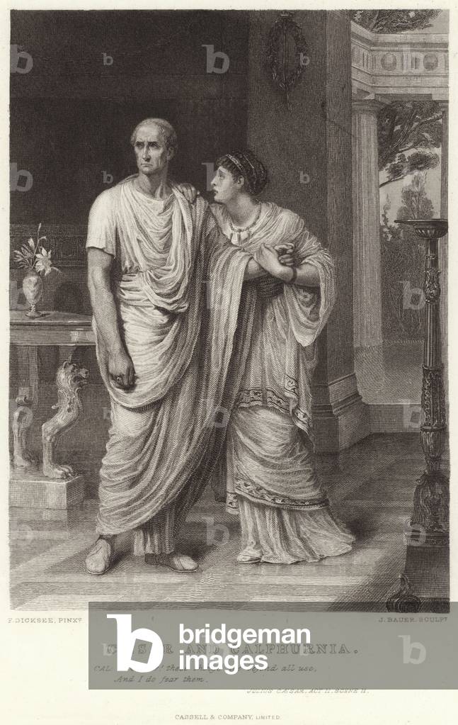 Cesare e Calphurnia, Giulio Cesare, Atto II, Scena II (incisione)