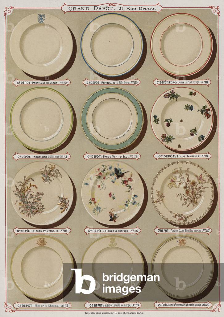 "Pagina dal catalogo del Grand Depot de Porcelaines" 1801 di French School