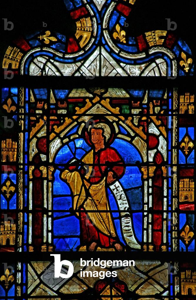 Window w36 depicting St Simon (stained glass) by French Artist