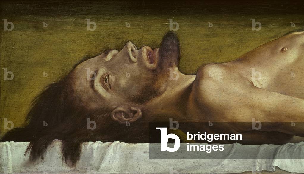Il corpo di Cristo morto, dettaglio della testa, 1521 (tempera su legno di tiglio)