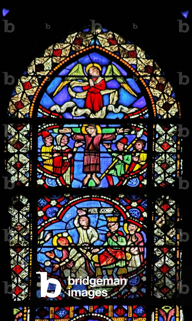 Image of Window depicting the Stoning and then the Crucifixion of Saint ...