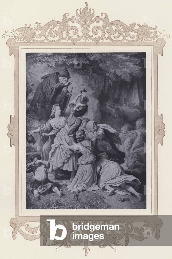 Image de Estampe représentant Madchen Im Walde par Wilhelm von Kaulbach