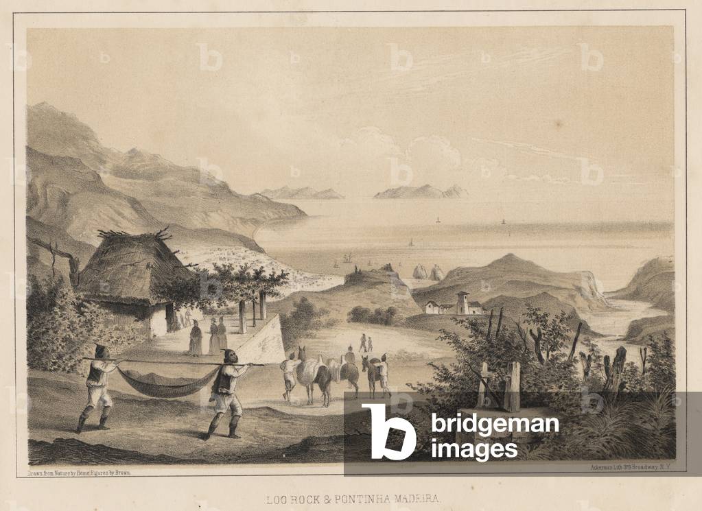 Bild von Druck "Loo Rock & Pontinha Madeira" 1855 von Wilhelm Joseph Heine, b/w