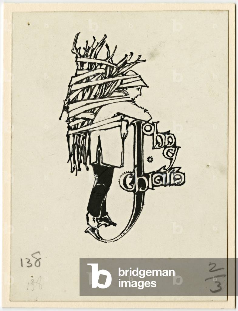 Image of Drawing depicting John Y Chiarn's Journey for 'Manx Fairy Tales' 1924 by Archibald Knox