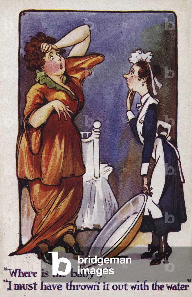 Image of Throwing out the Baby with the Bathwater (colour litho) by English School, (20th century)