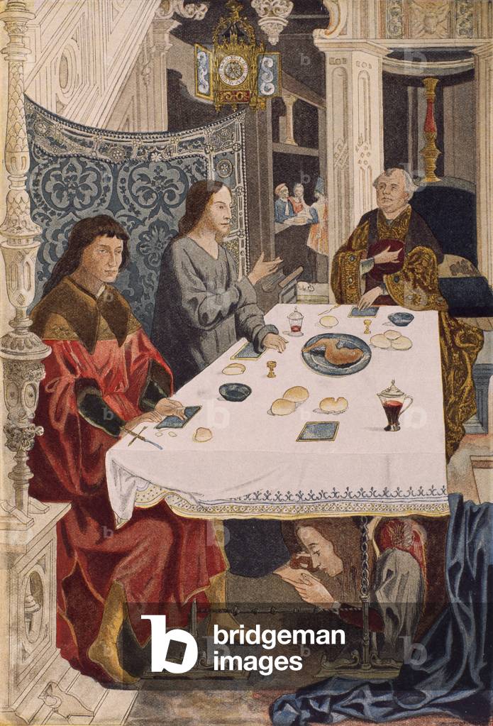 16th century cloth, 1878, engraving from a painting by Jan Gossaert (ca 1472-1532), from Dictionary of Furnitu