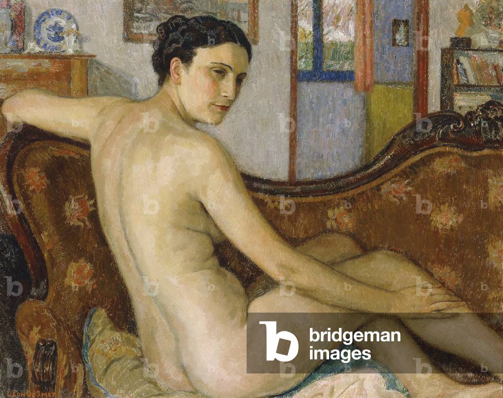 Der Badende mit ihrem Hund; La Baigneuse avec son Chien - De Baadster met Hondje, (öl auf tafel)