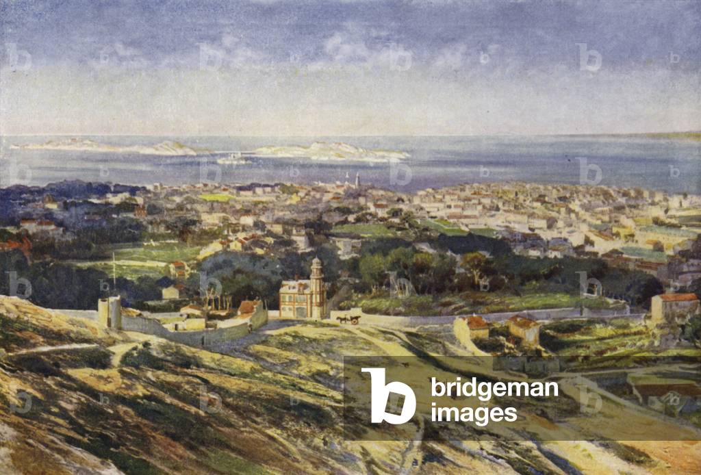 A View of Marseilles and the Mediterranean (colour litho)