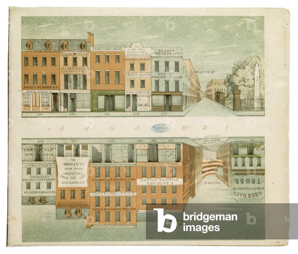 Broadway a Fulton Street, non datato (lito)