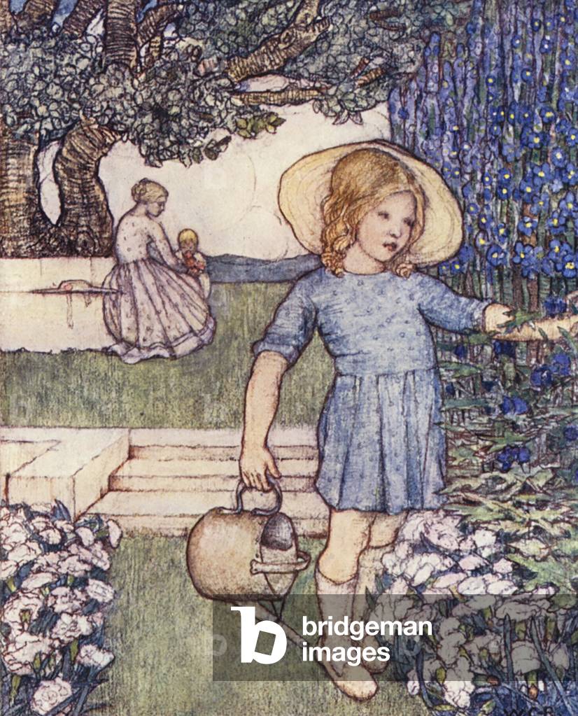 Libro di giardinaggio per bambini: Larkspurs and Pinks (litografia a colori)